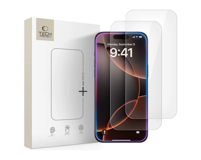 TECH-PROTECT Glass Fit+ 9H Tempered Glass Screen Prοtector 2-Pack (iPhone 16 Pro Max / 17 Pro Max / 18 Pro Max) - MT79545
