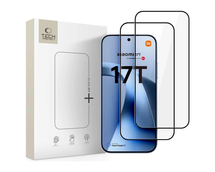 TECH-PROTECT Glass Fit+ Full Face Αντιχαρακτικό Γυαλί 9H Tempered Glass 2pcs Black (Xiaomi 17T) - MT83316