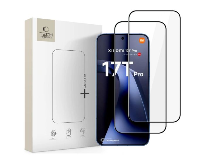 TECH-PROTECT Glass Fit+ Full Face Αντιχαρακτικό Γυαλί 9H Tempered Glass 2pcs Black (Xiaomi 17T Pro) - MT83315