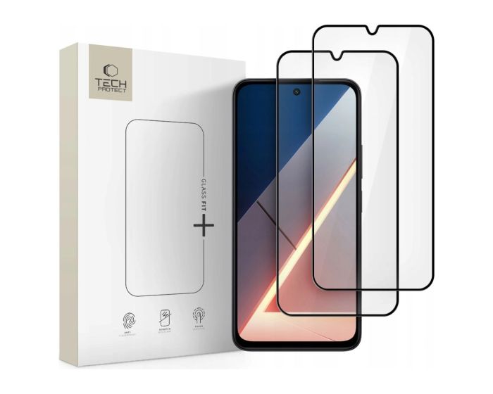 TECH-PROTECT Glass Fit+ Full Face Αντιχαρακτικό Γυαλί 9H Tempered Glass 2pcs Black (Xiaomi Poco M7 4G) - MT83320