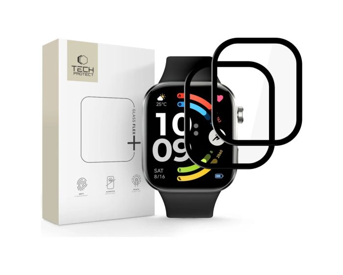 TECH-PROTECT 3D Full Face Glass Flex+ 7H Screen Protector 2pcs Μαύρο (Xiaomi Redmi Watch 6) - MT83308