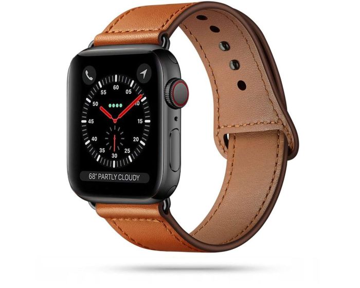 TECH-PROTECT Leatherfit Watch Band Brown για Apple Watch 42/44/45/49mm (1/2/3/4/5/6/7/8/9/SE/ULTRA)