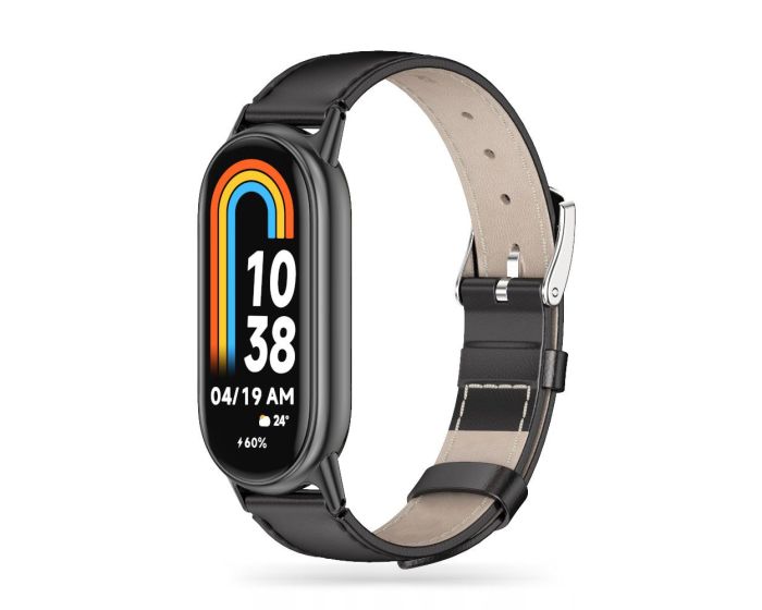 TECH-PROTECT Leatherfit Watch Band Black για Xiaomi Smart Band 8 / 8 NFC