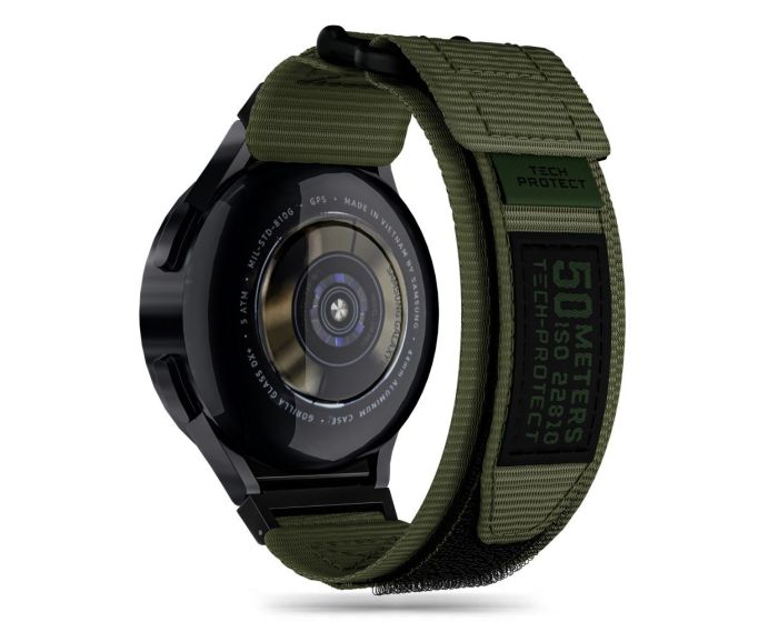 TECH-PROTECT Scout Pro Strap - Military Green - Nylon Λουράκι για Samsung Galaxy Watch 4 / 5 / 5 Pro / 6 / 7 / FE (40/42/43/44/45/46/47mm)