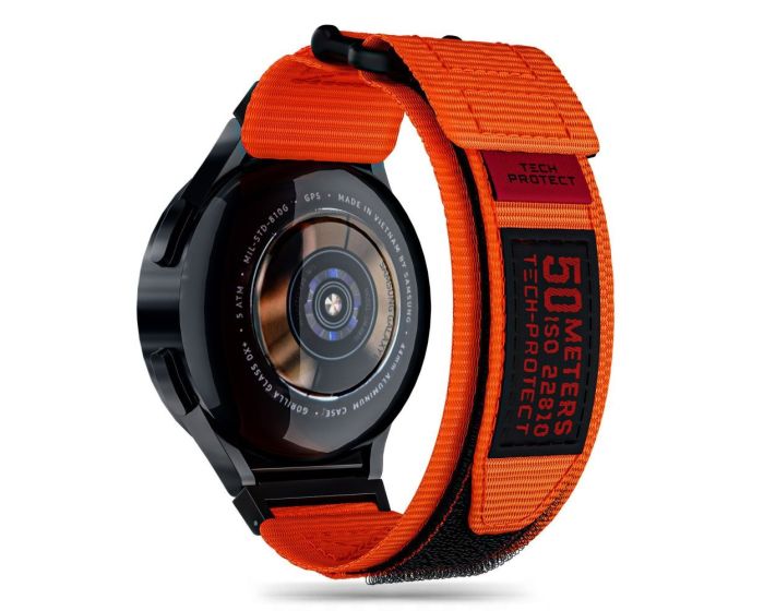 TECH-PROTECT Scout Pro Strap - Orange - Nylon Λουράκι για Samsung Galaxy Watch 4 / 5 / 5 Pro / 6 / 7 / FE (40/42/43/44/45/46/47mm)