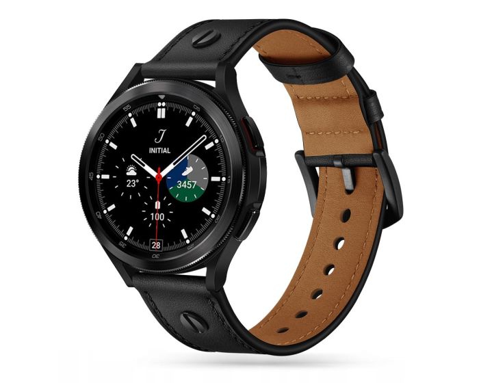 TECH-PROTECT Screwband Leather Watch Band για Samsung Galaxy Watch 4 / 5 / 5 Pro / 6 (40/42/43/44/45/46/47mm) - Black
