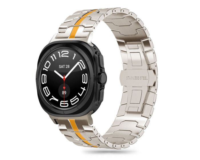 TECH-PROTECT Stainless Line Watch Bracelet Titanium / Orange για Samsung Galaxy Watch Ultra 47mm