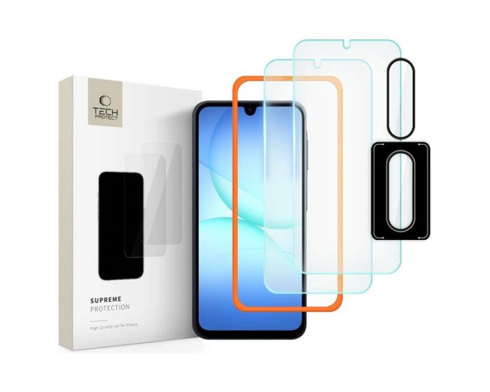 TECH-PROTECT Supreme Tempered Glass Set 2+1 Pack Σετ Προστασίας Οθόνης και Κάμερας - Clear (Samsung Galaxy A17 4G / 5G)