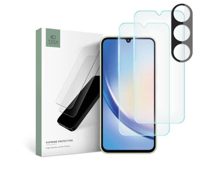 TECH-PROTECT Supreme Tempered Glass Set 2+1 Pack Σετ Προστασίας Οθόνης και Κάμερας - Clear (Samsung Galaxy A34 5G)