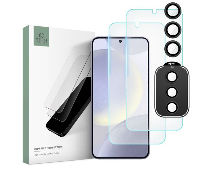 TECH-PROTECT Supreme Tempered Glass Set 2+1 Pack Σετ Προστασίας Οθόνης και Κάμερας - Clear (Samsung Galaxy S24 Plus)