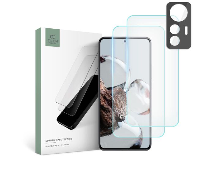 TECH-PROTECT Supreme Tempered Glass Set 2+1 Pack Σετ Προστασίας Οθόνης και Κάμερας - Clear (Xiaomi 12T)