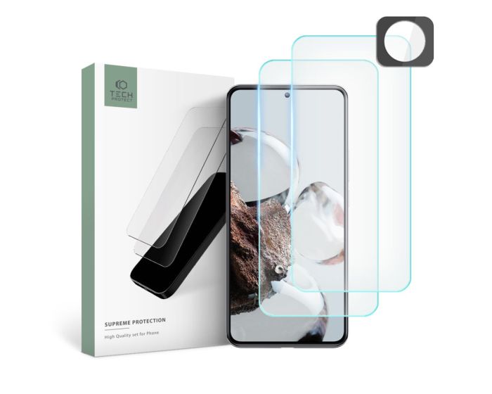 TECH-PROTECT Supreme Tempered Glass Set 2+1 Pack Σετ Προστασίας Οθόνης και Κάμερας - Clear (Xiaomi 12T Pro)