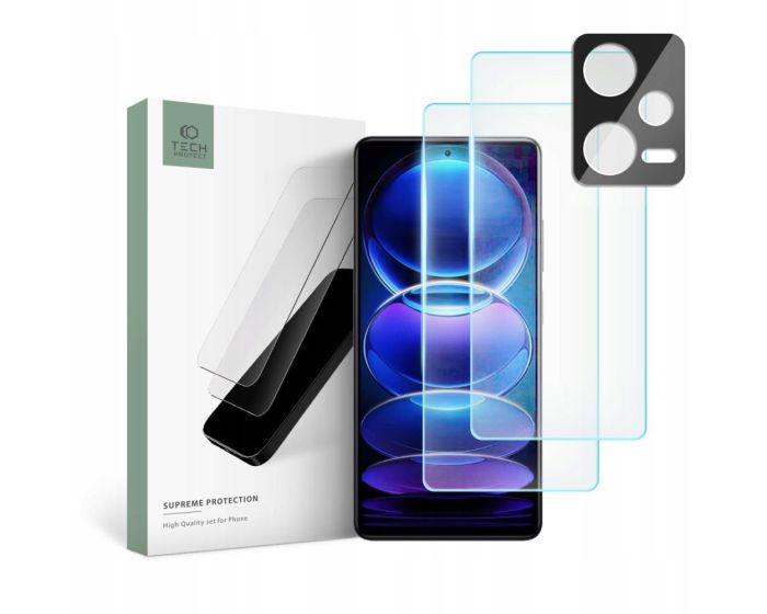 TECH-PROTECT Supreme Tempered Glass Set 2+1 Pack Σετ Προστασίας Οθόνης και Κάμερας - Clear (Xiaomi Redmi Note 12 Pro)