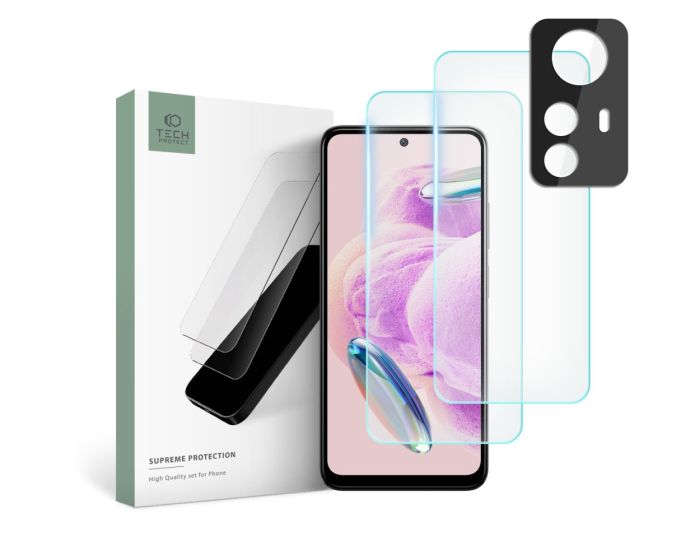 TECH-PROTECT Supreme Tempered Glass Set 2+1 Pack Σετ Προστασίας Οθόνης και Κάμερας - Clear (Xiaomi Redmi Note 12S)
