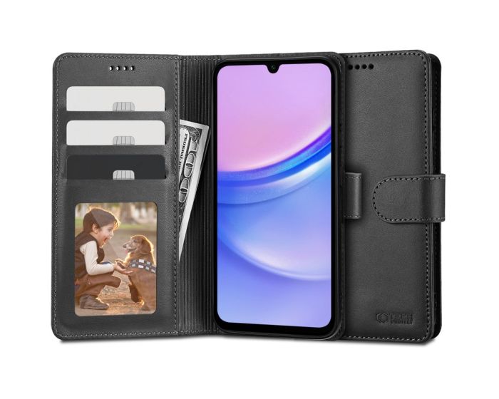 TECH-PROTECT Wallet Case Θήκη Πορτοφόλι με Stand - Black (Samsung Galaxy A15 4G / 5G)