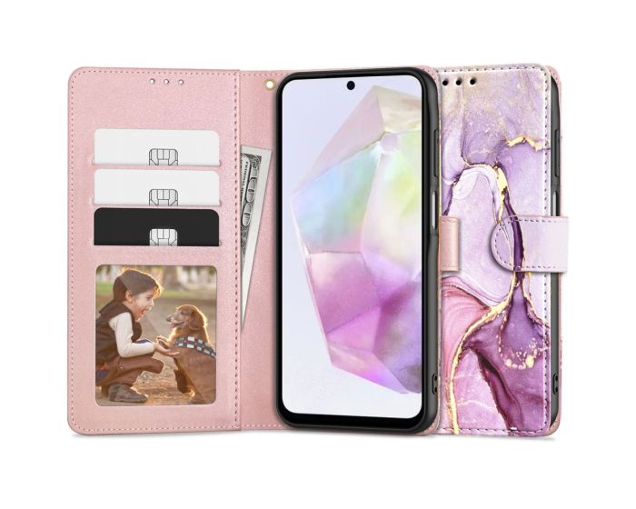 TECH-PROTECT Wallet Case Θήκη Πορτοφόλι με Stand - Colorful Marble (Samsung Galaxy A35 5G)