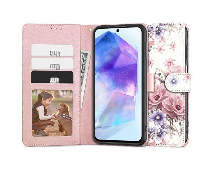 TECH-PROTECT Wallet Case Θήκη Πορτοφόλι με Stand - Blossom Flower (Samsung Galaxy A55 5G)