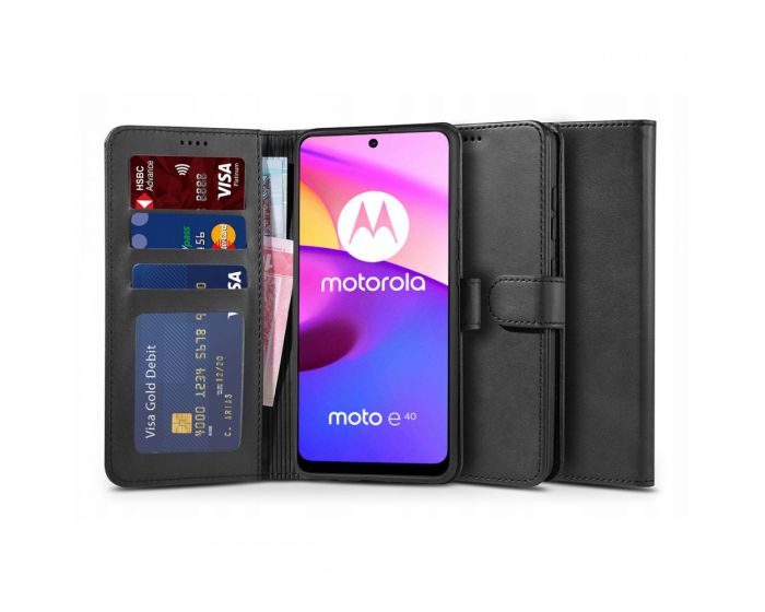 TECH-PROTECT Wallet Case Θήκη Πορτοφόλι με Stand - Black (Motorola Moto E20 / E40)