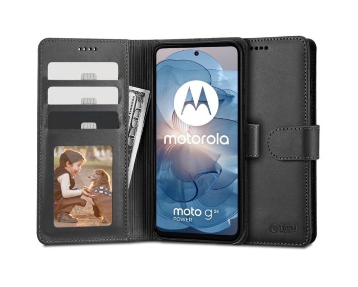 TECH-PROTECT Wallet Case Θήκη Πορτοφόλι με Stand - Black (Motorola Moto G24 / G24 Power / G04)