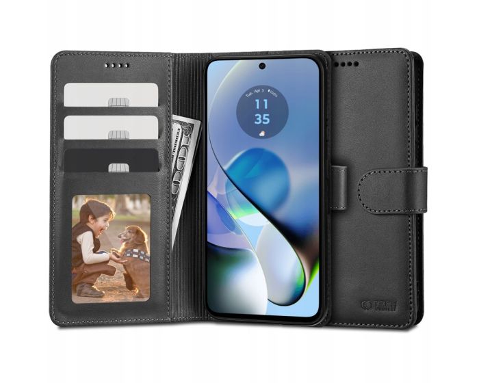 TECH-PROTECT Wallet Case Θήκη Πορτοφόλι με Stand - Black (Motorola Moto G54 5G)