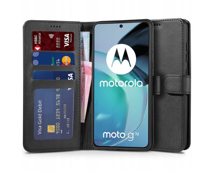 TECH-PROTECT Wallet Case Θήκη Πορτοφόλι με Stand - Black (Motorola Moto G72)