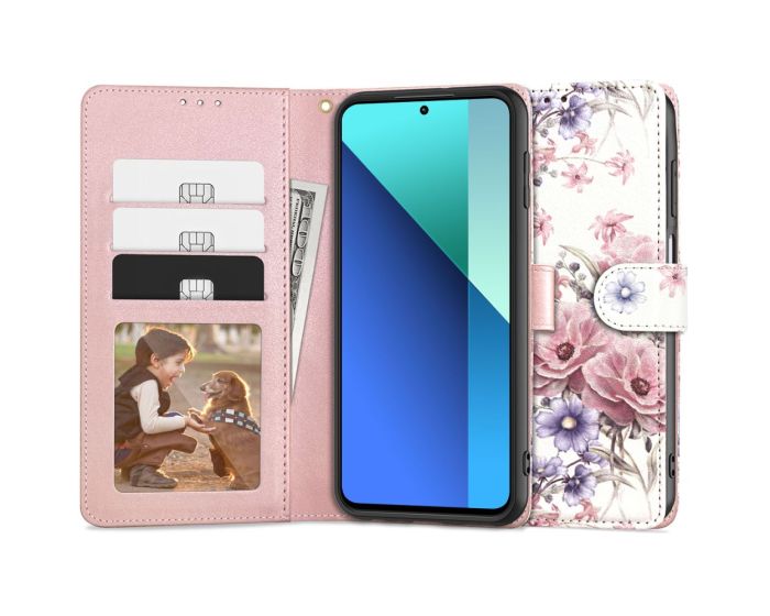 TECH-PROTECT Wallet Case Θήκη Πορτοφόλι με Stand - Blossom Flower (Xiaomi Redmi Note 13 4G)