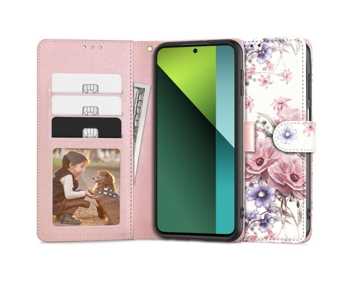 TECH-PROTECT Wallet Case Θήκη Πορτοφόλι με Stand - Blossom Flower (Xiaomi Redmi Note 13 Pro 5G / Poco X6 5G)