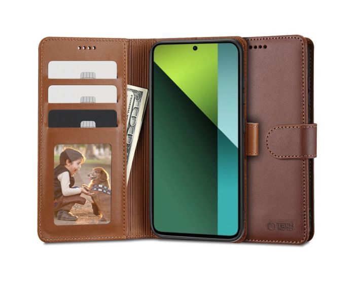 TECH-PROTECT Wallet Case Θήκη Πορτοφόλι με Stand - Brown (Xiaomi Redmi Note 13 Pro 5G / Poco X6 5G)