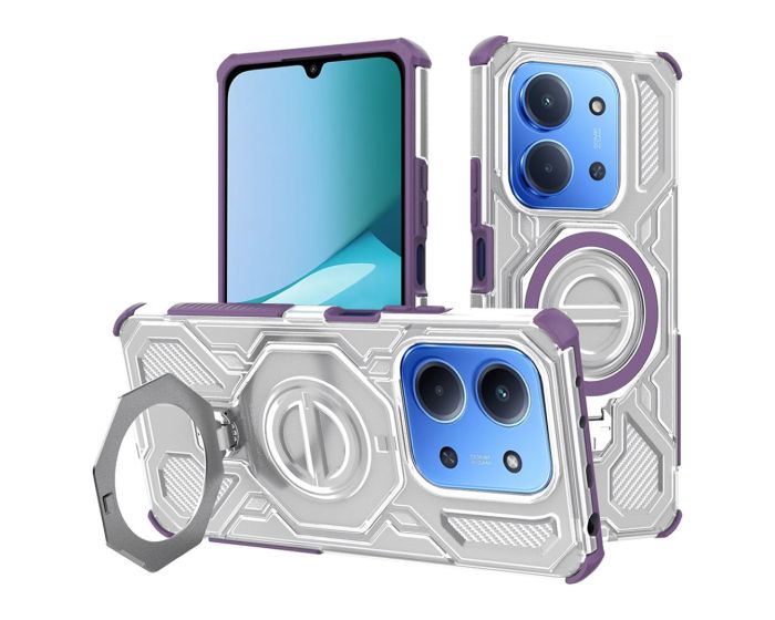 Techsuit Carbon Shield PRO Case with Stand Θήκη Purple Transparent (Xiaomi Redmi 15C 4G)