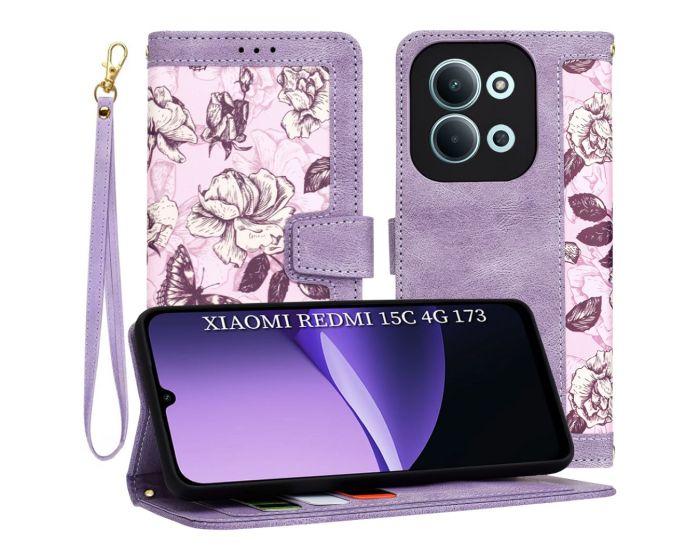 Techsuit FlipCraft Wallet Case Θήκη Πορτοφόλι με Δυνατότητα Stand - Mysterious Purple (Xiaomi Redmi 15C 4G)