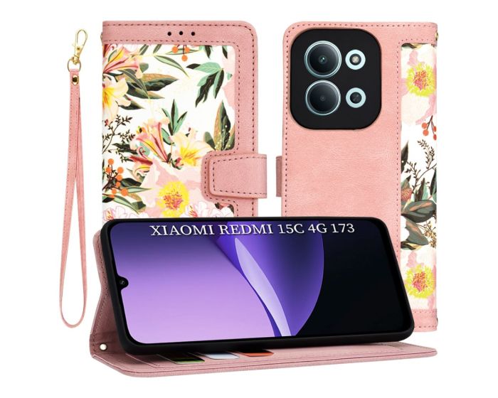 Techsuit FlipCraft Wallet Case Θήκη Πορτοφόλι με Δυνατότητα Stand - Sweetheart Pink (Xiaomi Redmi 15C 4G)