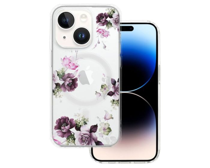 Tel Protect Flower MagSafe Hybrid Case Clear / Purple (iPhone 11)