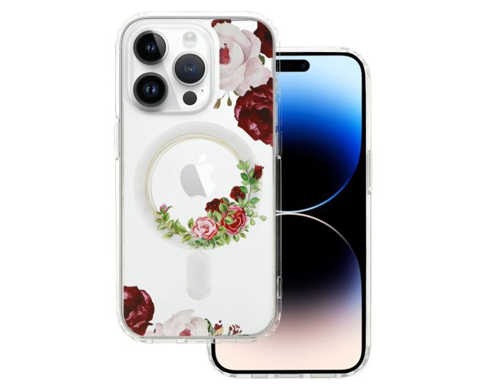Tel Protect Flower MagSafe Hybrid Case Clear / Red (iPhone 15 Pro)