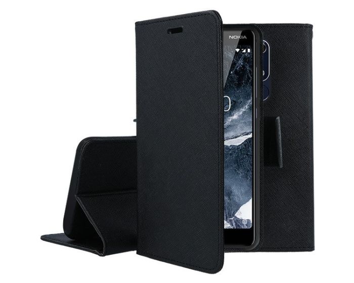 Tel1 Fancy Diary Case Θήκη Πορτοφόλι με δυνατότητα Stand Black (Nokia 5.1 2018)
