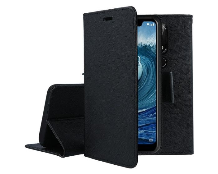 Tel1 Fancy Diary Case Θήκη Πορτοφόλι με δυνατότητα Stand Black (Nokia 5.1 Plus / X5)