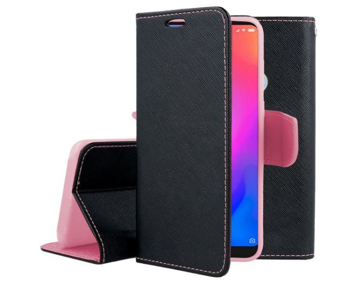 Tel1 Fancy Diary Case Θήκη Πορτοφόλι με δυνατότητα Stand Black / Pink (Xiaomi Mi A2 Lite / Redmi 6 Pro)