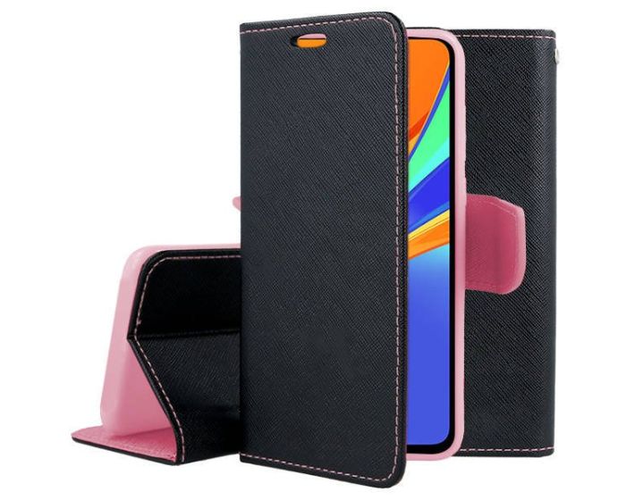 Tel1 Fancy Diary Case Θήκη Πορτοφόλι με δυνατότητα Stand Black / Pink (Xiaomi Redmi 9C)