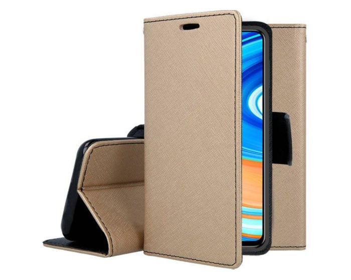 Tel1 Fancy Diary Case Θήκη Πορτοφόλι με δυνατότητα Stand Gold / Black (Xiaomi Redmi Note 12S)