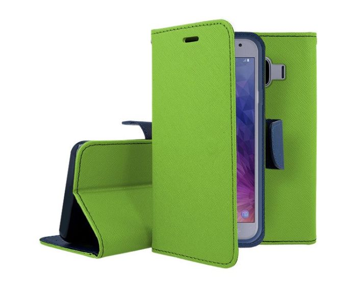 Tel1 Fancy Diary Case Θήκη Πορτοφόλι με δυνατότητα Stand Lime / Navy (Samsung Galaxy J4 2018)