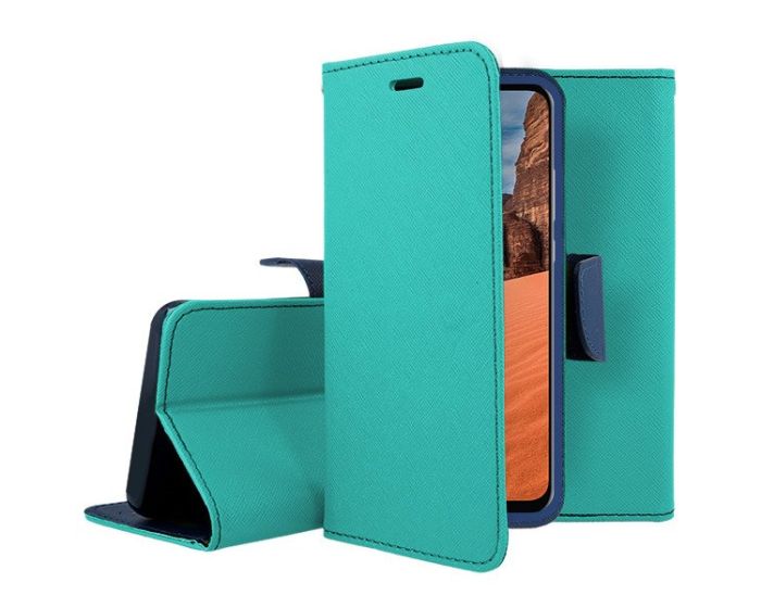 Tel1 Fancy Diary Case Θήκη Πορτοφόλι με δυνατότητα Stand Mint / Navy (Xiaomi Redmi 9C)