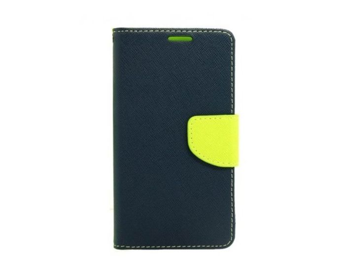 Tel1 Fancy Diary Θήκη Πορτοφόλι με δυνατότητα Stand Navy / Lime (Sony Xperia XZ / XZs)