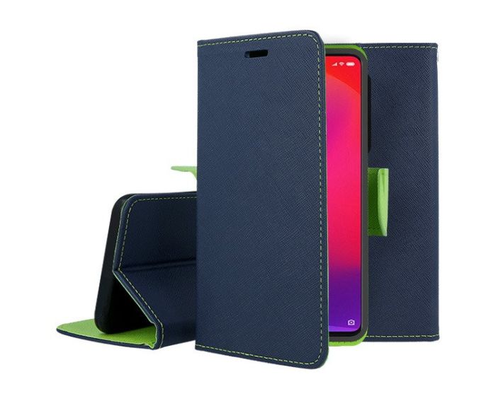 Tel1 Fancy Diary Case Θήκη Πορτοφόλι με δυνατότητα Stand Navy / Lime (Xiaomi Mi 9T / K20 Pro)