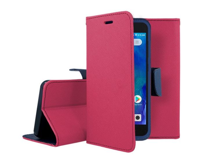 Tel1 Fancy Diary Case Θήκη Πορτοφόλι με δυνατότητα Stand Pink / Navy (Xiaomi Redmi Go)