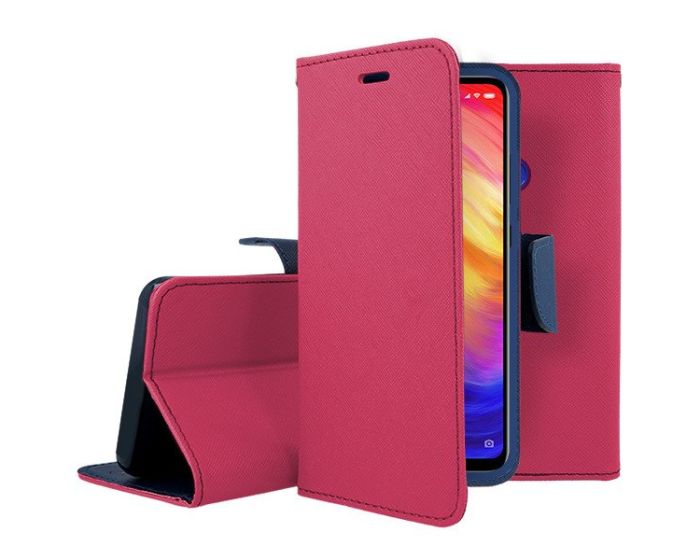 Tel1 Fancy Diary Case Θήκη Πορτοφόλι με δυνατότητα Stand Pink / Navy (Xiaomi Redmi Note 7 / Note 7 Pro)