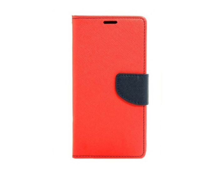 Tel1 Fancy Diary Case Θήκη Πορτοφόλι με δυνατότητα Stand Red / Navy (Huawei P9 Plus)