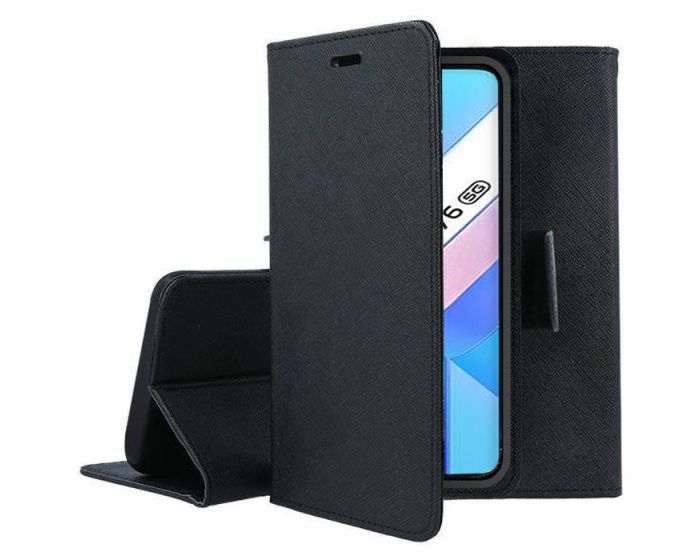 Tel1 Fancy Diary Case Θήκη Πορτοφόλι με δυνατότητα Stand Black (Vivo Y76 5G)