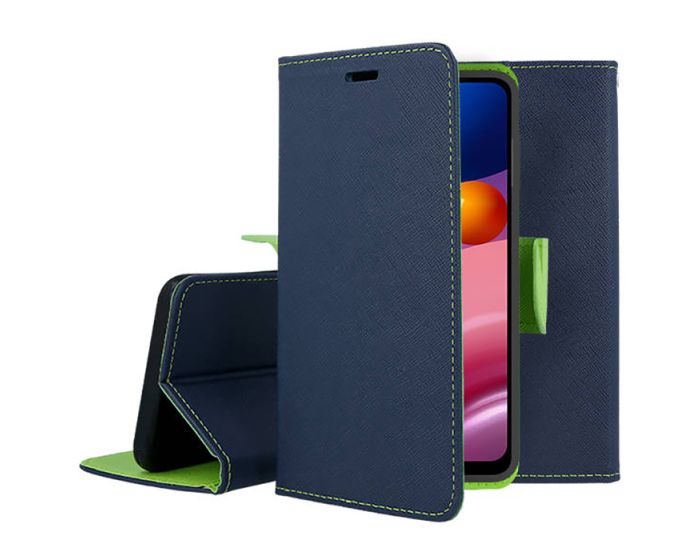 Tel1 Fancy Diary Case Θήκη Πορτοφόλι με δυνατότητα Stand Navy / Lime (Samsung Galaxy A13 5G / A04s)