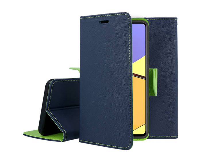 Tel1 Fancy Diary Case Θήκη Πορτοφόλι με δυνατότητα Stand Navy / Lime (Samsung Galaxy A73 5G)