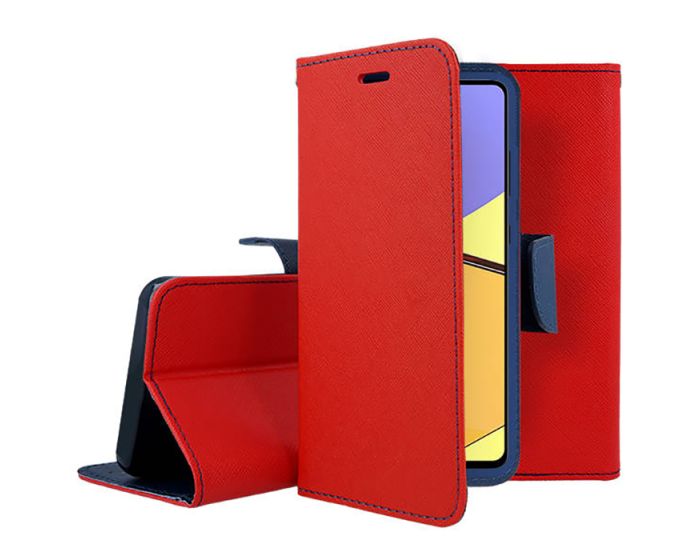 Tel1 Fancy Diary Case Θήκη Πορτοφόλι με δυνατότητα Stand Red / Navy (Samsung Galaxy A73 5G)