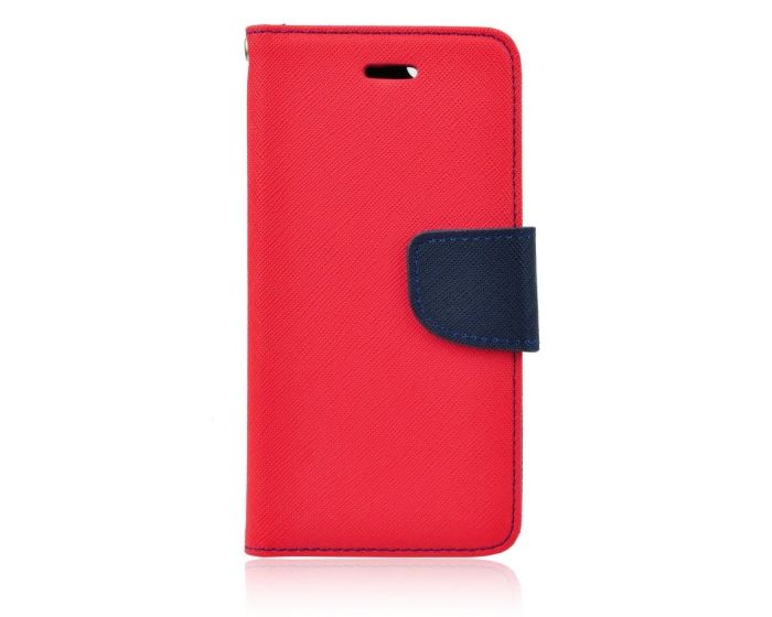 Tel1 Fancy Diary Θήκη Πορτοφόλι με δυνατότητα Stand Red / Navy (iPhone Xs Max)